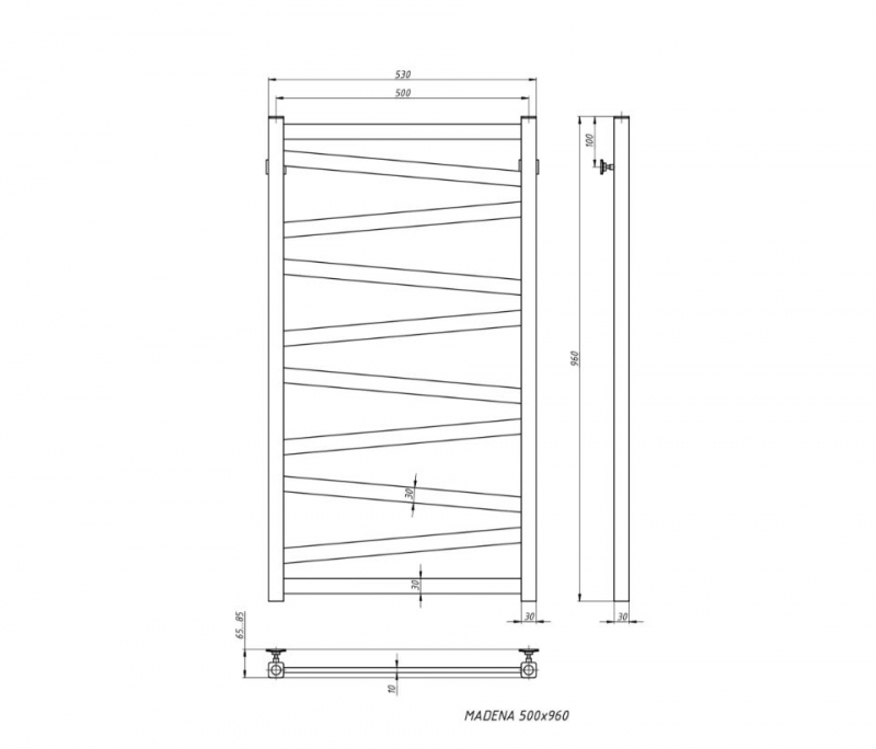 Полотенцесушитель водяной MADENA 500x1000 