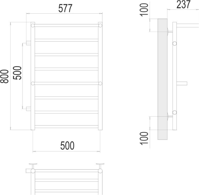 Полотенцесушитель Terminus «Аврора» П8 500х800 бп500 Оружейная Сталь Покраска