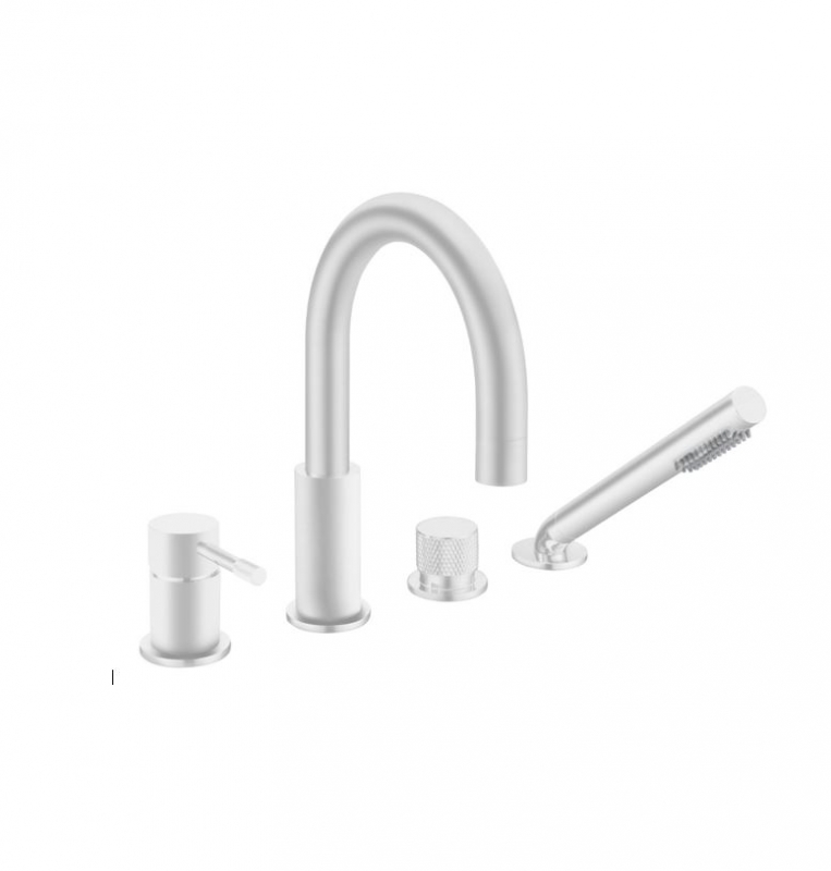 Смеситель врезной на борт ванны UNO Matt White