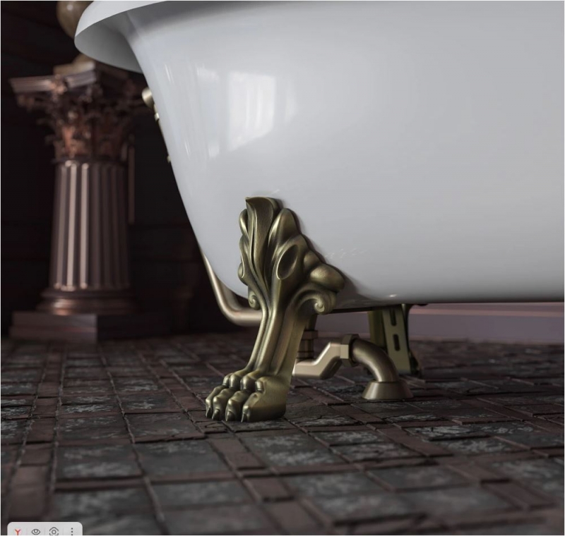 Ванна 170x80xH74 см. на лапах "LEONE" LUX, белая, слив/перелив бронза