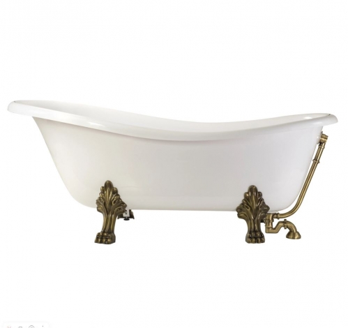 Ванна 170x80xH74 см. на лапах "LEONE" LUX, белая, слив/перелив бронза