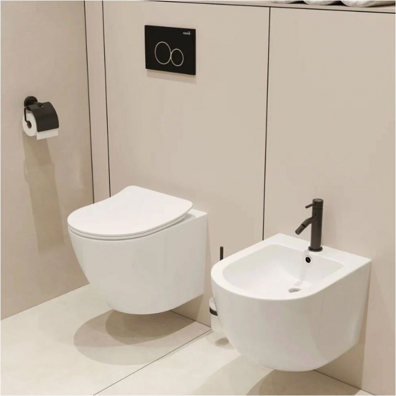 Унитаз подвесной AQUAme, 50x37, смыв Invisible, с сиденьем, смыв торнадо