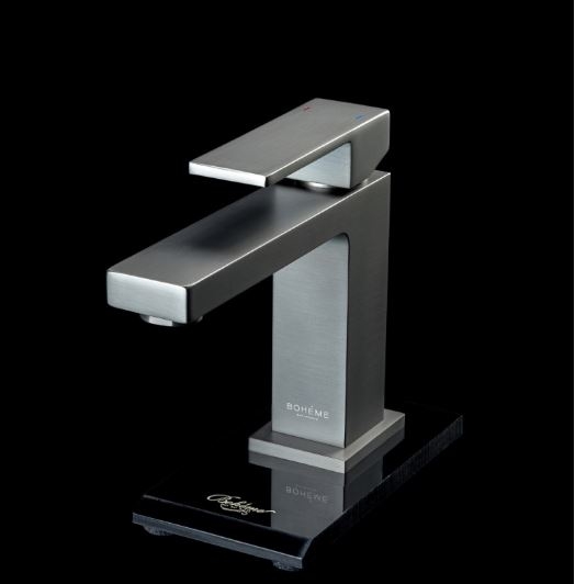 Смеситель для умывальника Boheme Qubic Matt Gun Metal оружейная сталь
