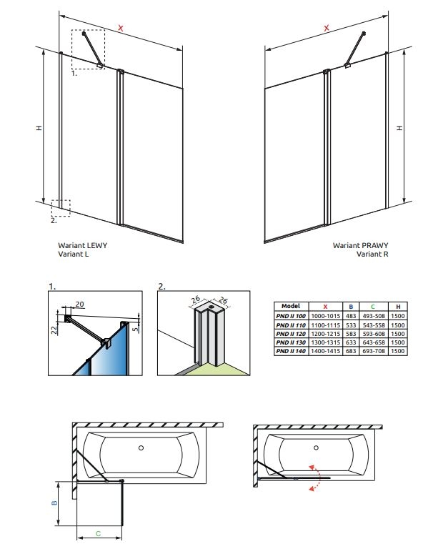Шторка для ванны Nes 6 Brushed Copper PND II