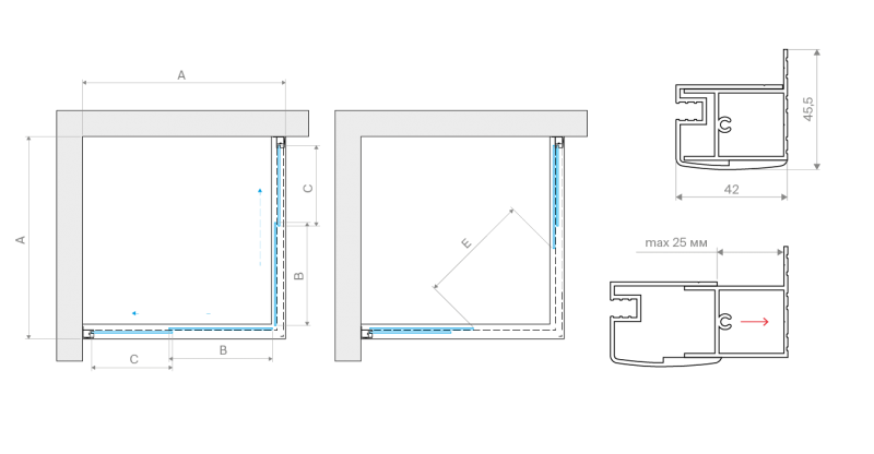 Душевой уголок Vegas-Glass ZA NOVO профиль белый