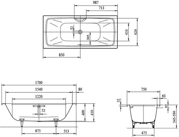 Стальная ванна Kaldewei Cayono Duo