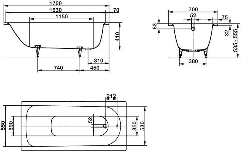 Ванна стальная Kaldewei Saniform Plus