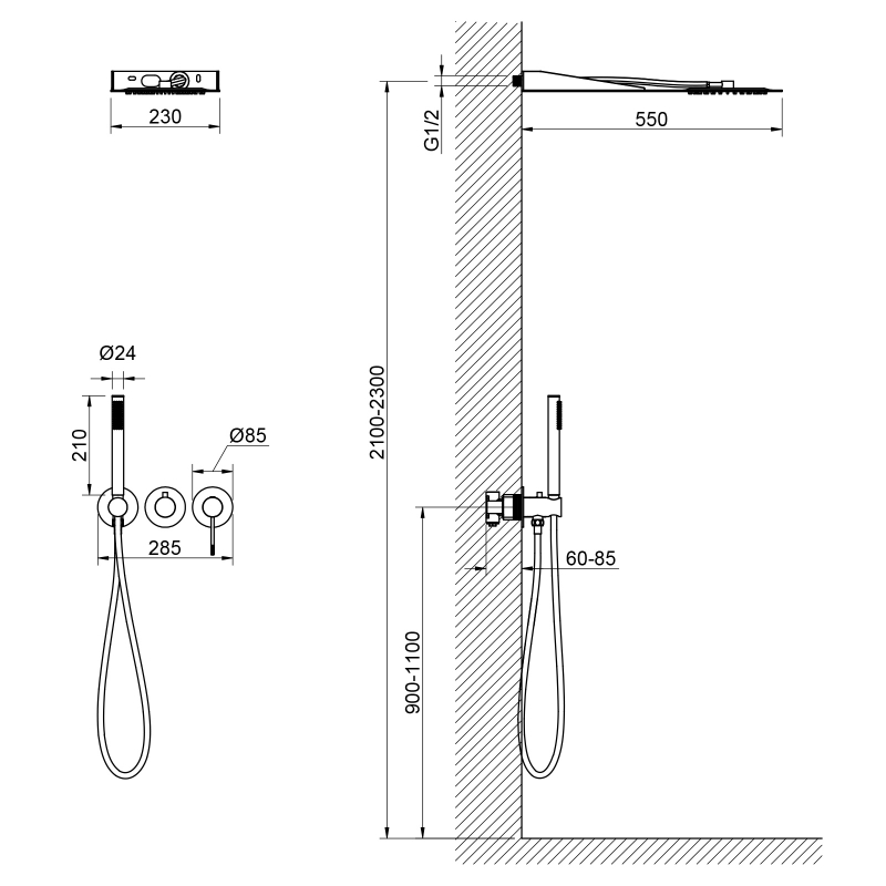 Душевая система встроенная Timo Saona Черный