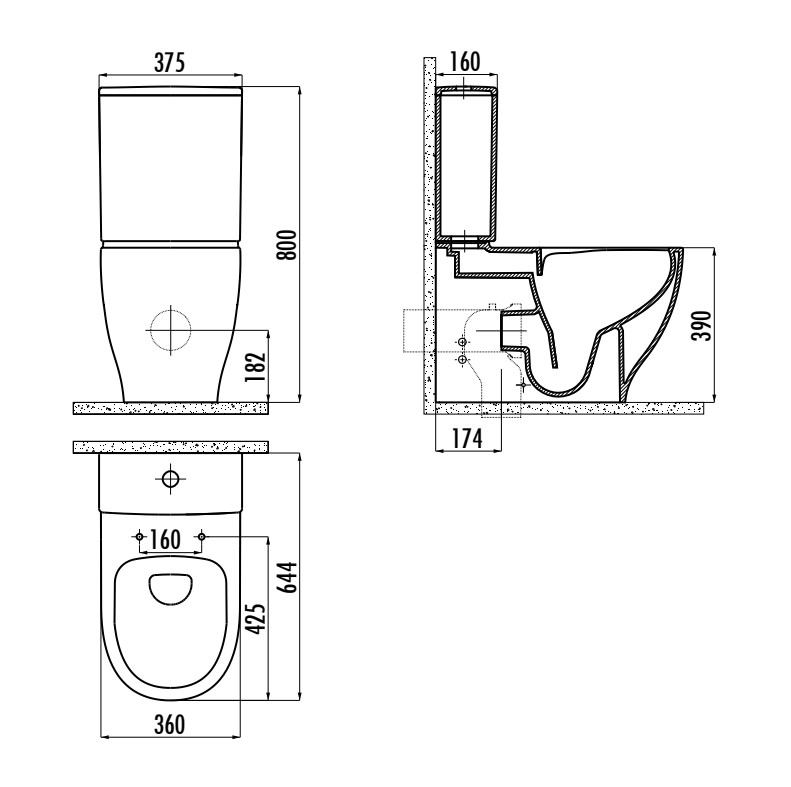 Унитаз-компакт Creavit Mare, безободковый