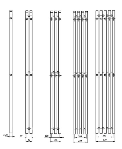Полотенцесушитель электрический Маргроид Ferrum Inaro СНШ,  6 крючков профильный (черный матовый, таймер справа)