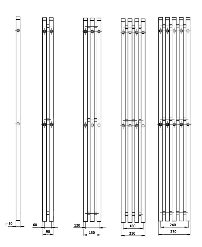 Полотенцесушитель электрический Маргроид Ferrum Inaro СНШ,  6 крючков профильный (черный матовый, таймер справа)