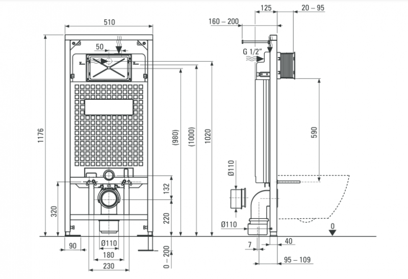 Deante Инсталляция для унитаза кнопка золотая