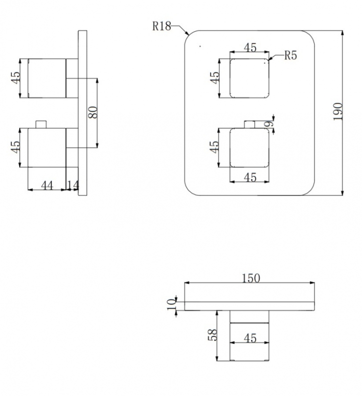 Душевая система Omnires Parma термостат, лейка 25x25, металл