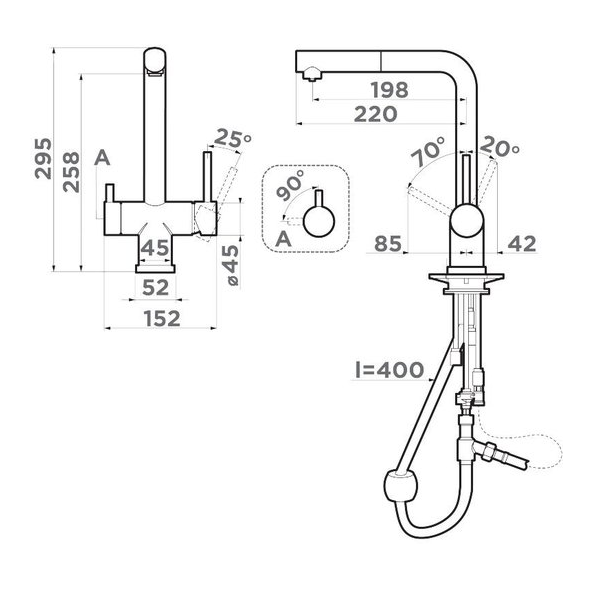 Смеситель для кухни Omoikiri Takamatsu-S-GB  с подключением для фильтра графит