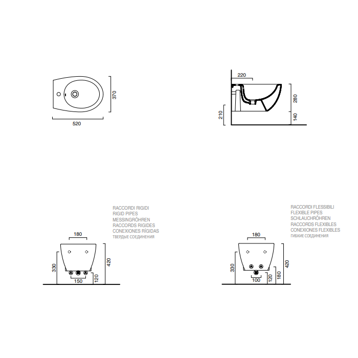 Биде подвесное  Catalano Italy 52x37 c комплектом крепления