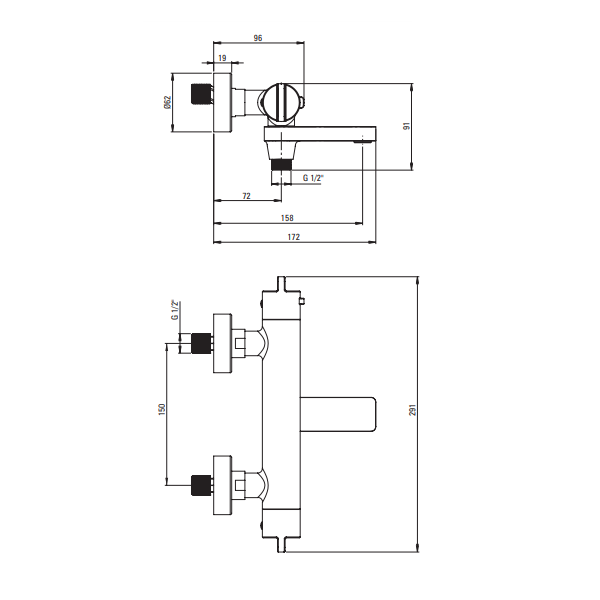 Deante Titanium Смеситель термостатический для ванны с поворотным изливом, титан