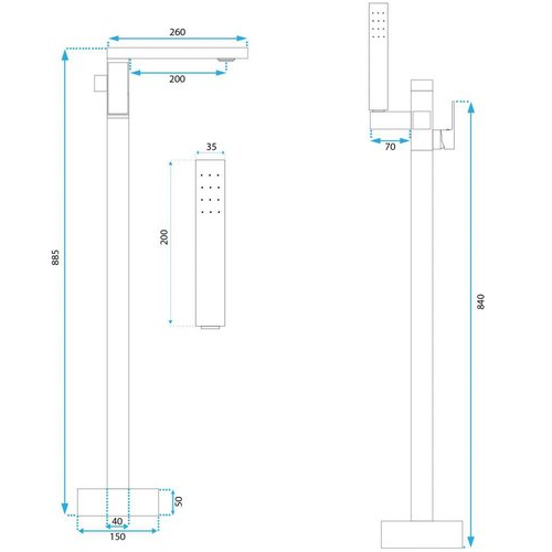 Смеситель для ванны напольный Rea Tery золото брашированное