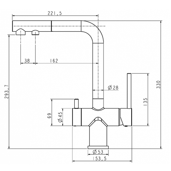 Смеситель для кухни Paulmark SERPENTINE  вороненая сталь с подключением для фильтра