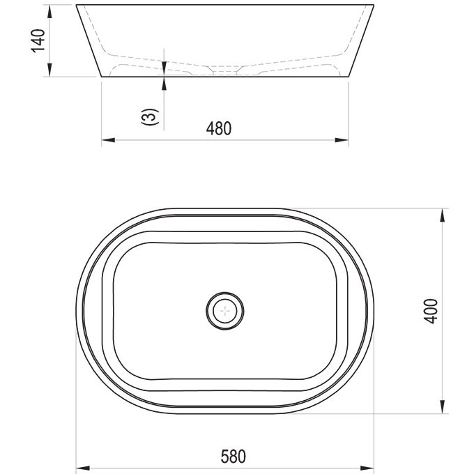 УМЫВАЛЬНИК RAVAK SOLO 58*40 белый