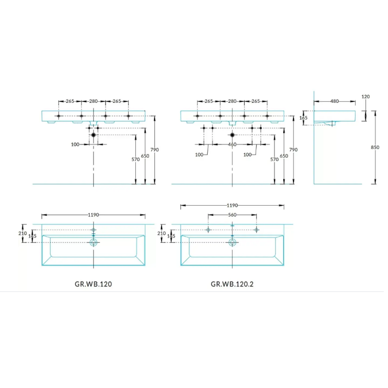 РАКОВИНА GRANDE МЕБЕЛЬНАЯ\ПОДВЕСНАЯ 120, БЕЛАЯ ГЛЯНЦЕВАЯ 