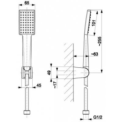 Armatura Logon Black Душевой гарнитур с 3-функц. лейкой, черный