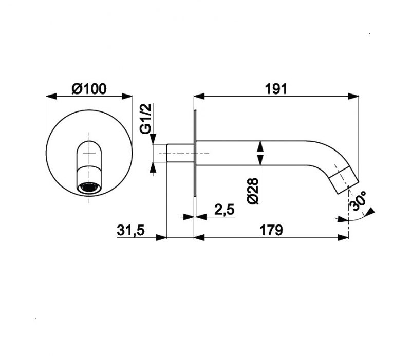 Deante Система скрытого монтажа для ванной круглая, хром