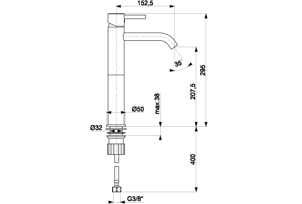 Armatura Neda Black Смеситель для раковины высокий, черный