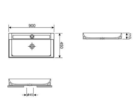 Раковина Wellsee Bromance 90 см с отверстием под смеситель, глянцевый белый 