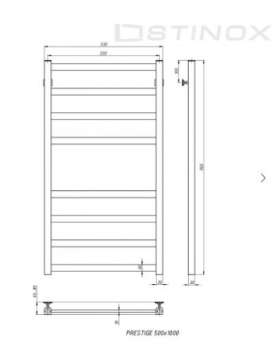 Полотенцесушитель  Stinox PRESTIGE 50*100 с полкой, 1 дюйм