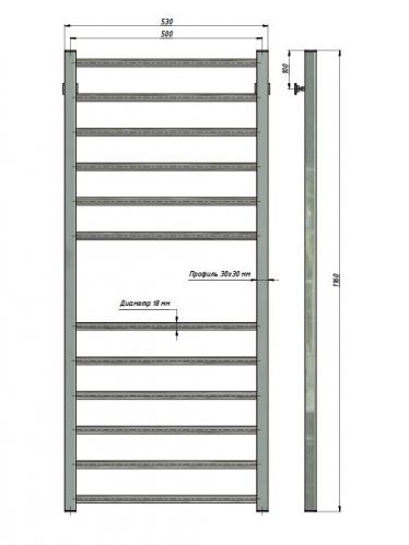 Полотенцесушитель Stinox Classic хром 50*120 с прямым комплектом подключения 1 дюйм