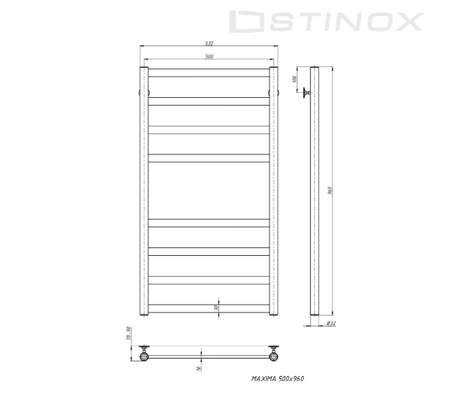 Полотенцесушитель водяной Stinox Maxima хром
