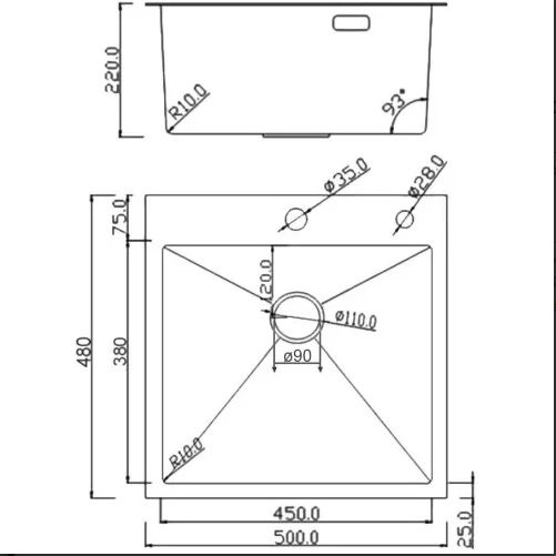 Кухонная мойка Roxen Simple 50x48 графит/зерно