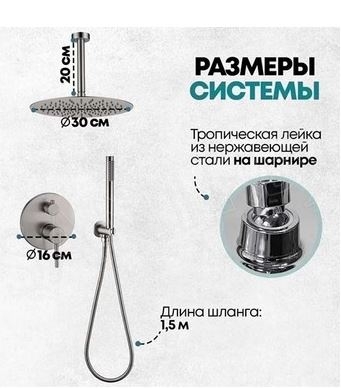 Душевая система скрытого монтажа Grocenberg излив потолочный