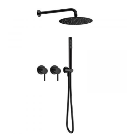Душевая система AQUAme Siena Slim 002, встраиваемая, на 2 режима, с внутренней частью, черный