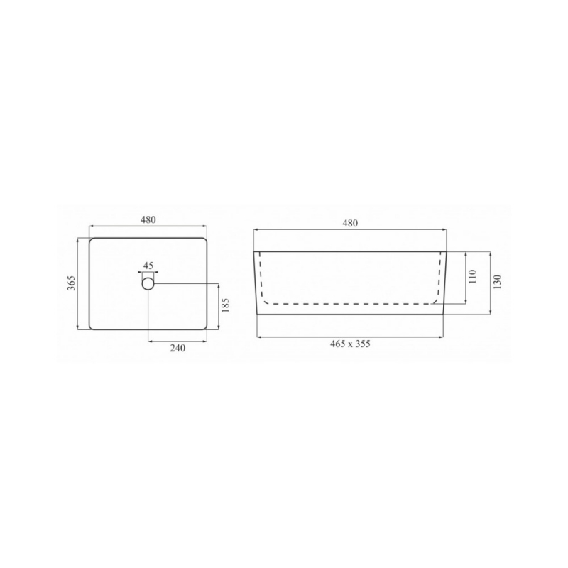 Накладной умывальник Calani Gloria 48*36