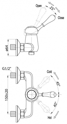 Смеситель для душа BelBagno Unique, настенный