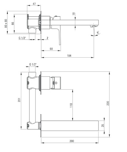 Deante Anemon Bis Смеситель для раковины скрытого монтажа, хром
