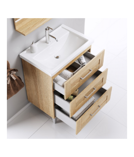 Тумба напольная Aqwella Фостер 80 с умывальником дуб сонома