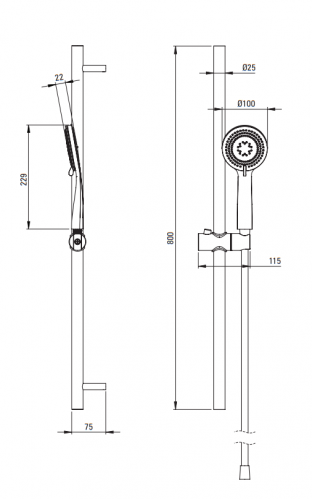 Deante Arnika Titanium Душевой гарнитур с 3-функц. лейкой, титан