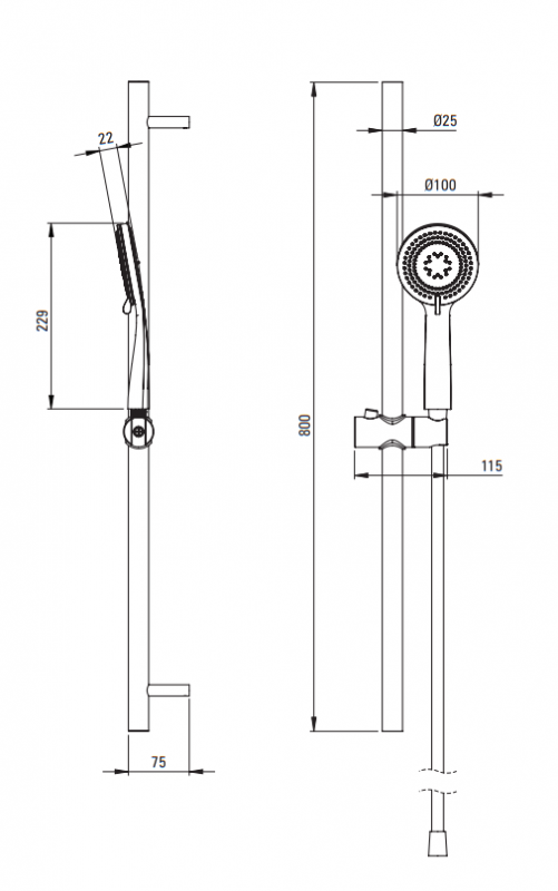 Deante Arnika Titanium Душевой гарнитур с 3-функц. лейкой, титан