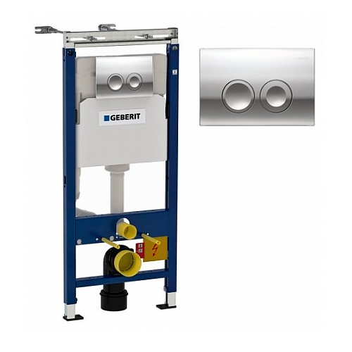 Инсталляция Geberit Duofix Plattenbau для подвесного унитаза 50х112х12, кнопка смыва Delta 21