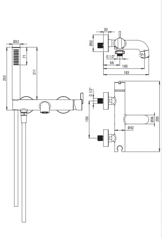 Deante Silia Смеситель для ванны, графит