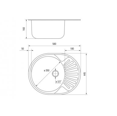 DEANTE TWIST мойка стальная 1 чаша с крылом, 580*445*160 мм + сифон