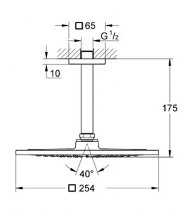 Верхний душ Grohe Rainshower F-Series 25.4 см, хром
