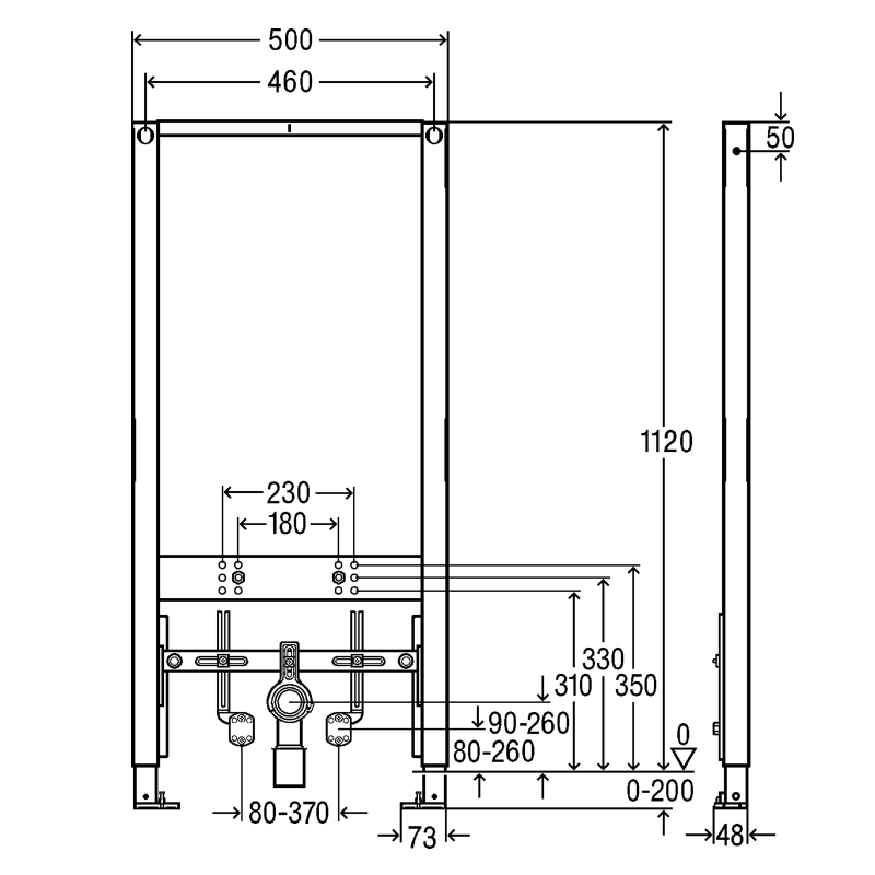 ИНСТАЛЛЯЦИЯ ДЛЯ БИДЕ c комплектом крепления VIEGA PREVISTA DRY