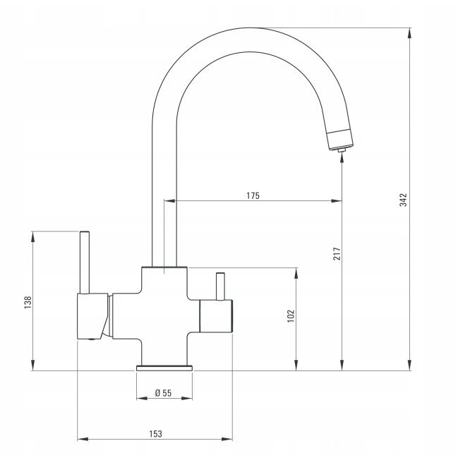 Смеситель для мойки Deante с подключением фильтра для воды, хром