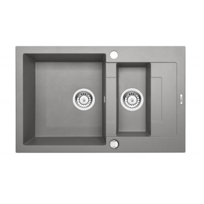 DEANTE RAPIDO серый металик - мойка 1,5 чаши с крылом, 780*490*180 мм + сифон SPACE SAVER