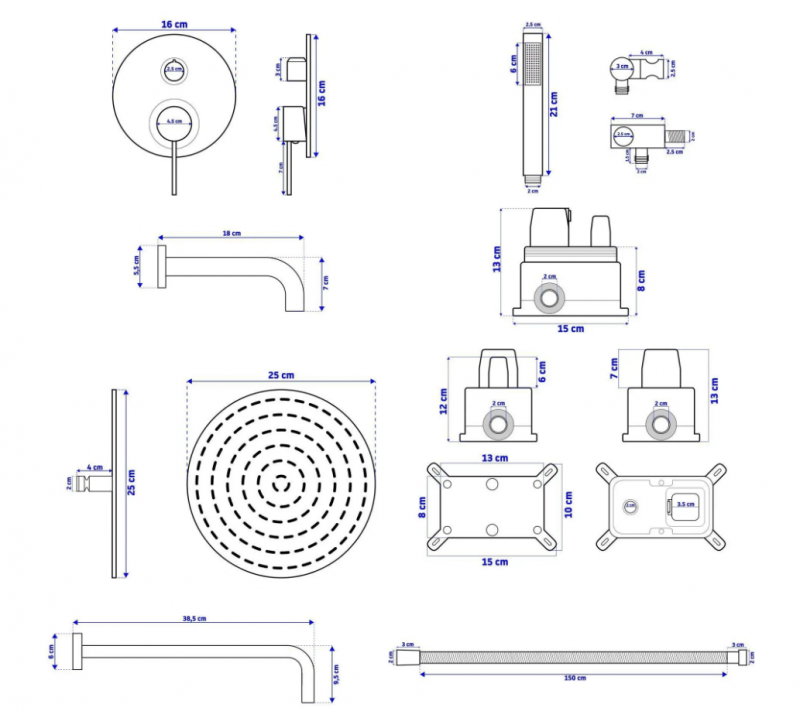 Душевая система Rea Lungo white matt