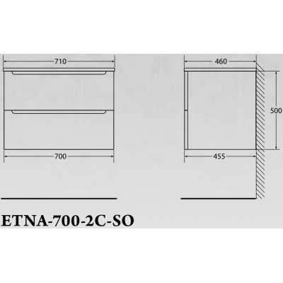 Тумба с умывальником BelBagno Etna 70, подвесная, Bianco Lucido 