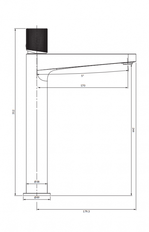 Смеситель для умывальника высокий Omnires Contour хром